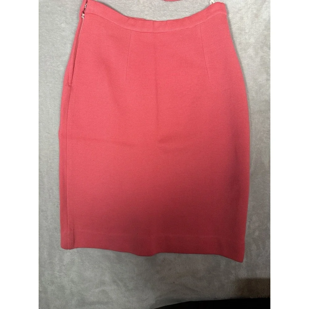 Vintage Double Bells Womens 2 Piece Skirt Suit Coral Pink 100% Wool Size 14